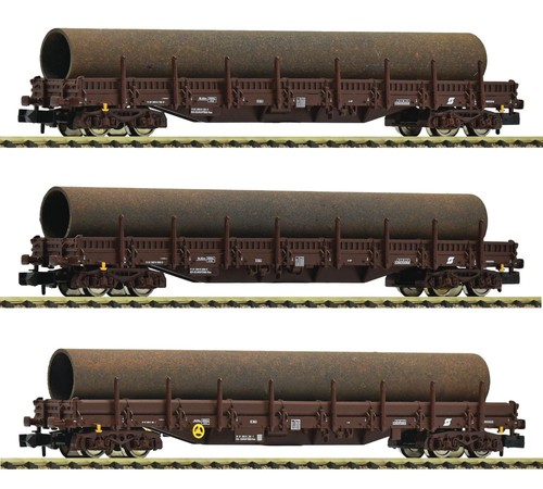 Fleischmann 6600142, 3tlg. Set Rungenwagen mit Stahlröhren, ÖBB, Neu & OVP, N | Zustand: Neu