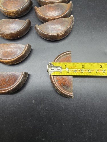 Set Of 8 Vintage Wooden Drawer Handles 7.5cm Long Semi Circular Brown 1960s - 第 7/9 張圖片