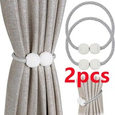 2 Pcs Magnetic Curtain Tiebacks Tie Backs Buckle Clips Weave Rope Holdbacks Ne