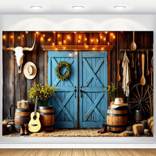 Western Cowboy Barn Door Wild West Backdrop Photo Banner Background Party Decor