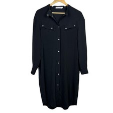 Rebecca Minkoff Callie Black Button Down Shirt Dress Small Pockets No Belt