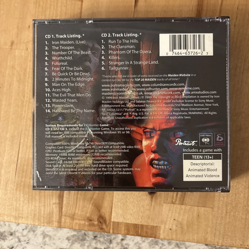 Iron Maiden Ed Hunter 3 Disc Set Music / PC Game 1999 Foto 2 de 4