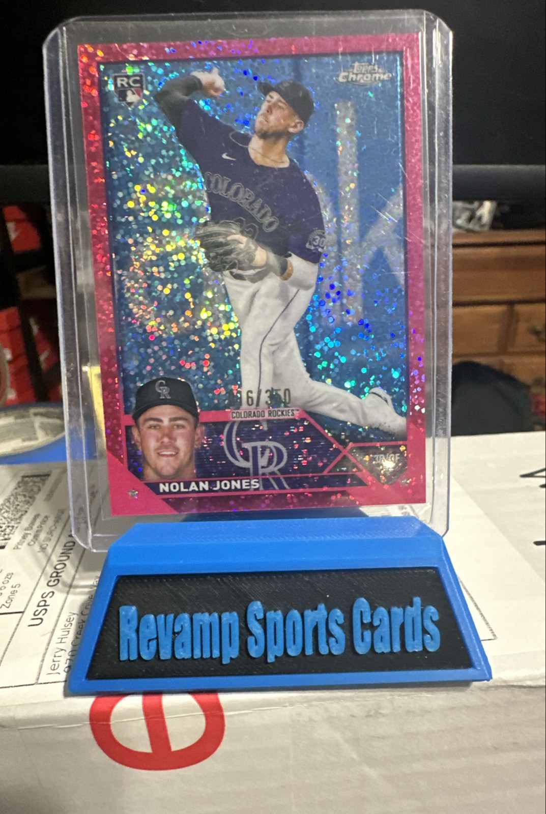 2023 Topps Chrome - Nolan Jones #43 Magenta Speckle Refractor /350 (RC)