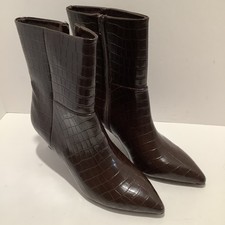 Dolce Vita DV Womens Chocolate Croc-Embossed Gradie Kitten Heel Boot Sz. 11M New