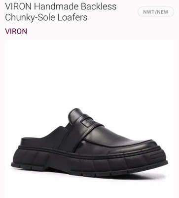 VIRON Men Handmade Backless Chunky-Sole Shoes Slides Loafers 44