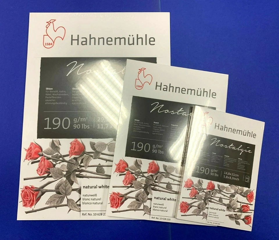 Bloque de bocetos A3, A4, A5 nostalgia 190 g Hahnemühle papel de boceto pegado a la cabeza