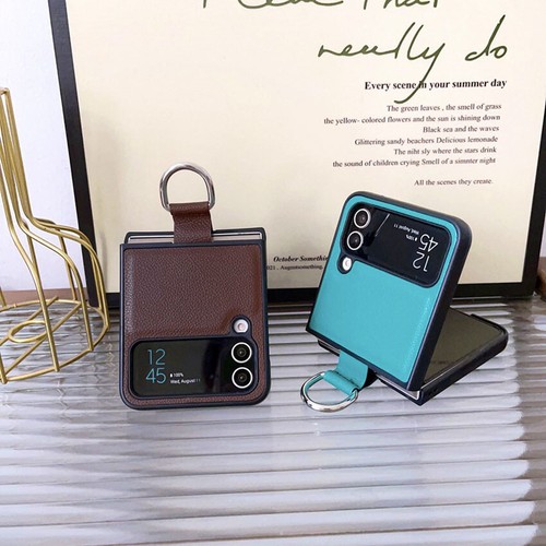 Ring Case Cover Leather Shockproof For Samsung Galaxy Z Flip5 Flip4 Flip3