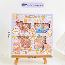 Kawaii Stickers Set 100 Sheets - Cute Waterproof Kids Cartoon Girl Summer