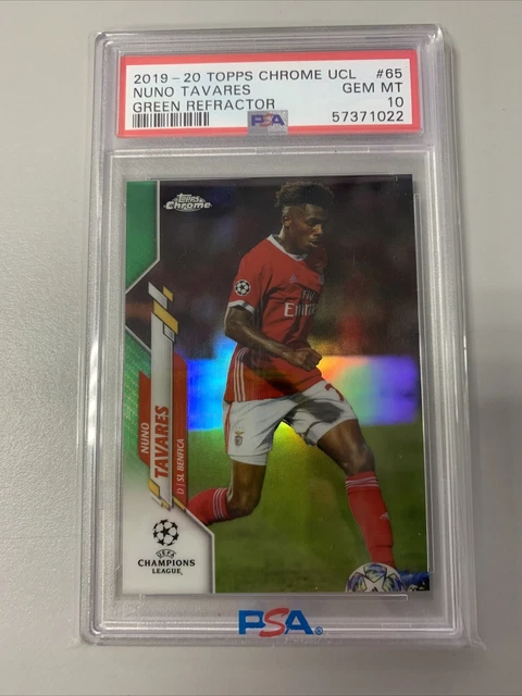 2019-20 Topps Chrome UEFA Nuno Tavares Green Refractor /99 Psa 10