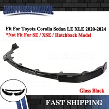 For Corolla Sedan LE XLE 2020-2024 V Style Gloss Black Front Bumper Lip Splitter