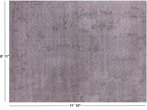 8' 11" X 11' 10" Wool & Silk Modern Hand Knotted Rug - Q21676 - Picture 2 of 10