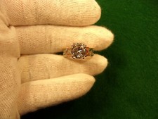 FANTASTIC N/M COND LADY'S STERLING SILVER  ROSE GOLD VERMEIL CZ SOLITAIRE RING