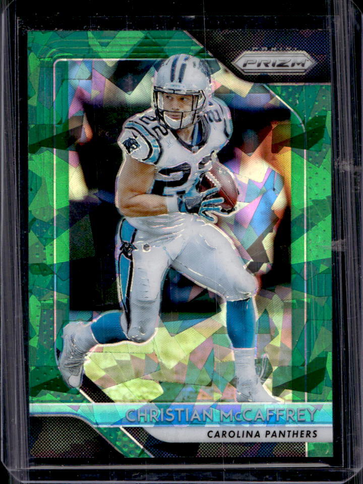 2018 Panini Prizm Christian McCaffrey Prizm Green Crystals #/75 #172