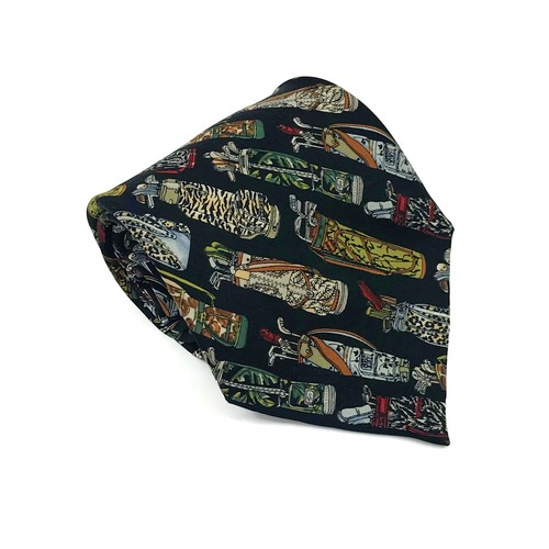 Vintage 1998 Nicole Miller NY Golf Bags Pop Culture Print Men's Silk Neck Tie - Picture 1 of 5