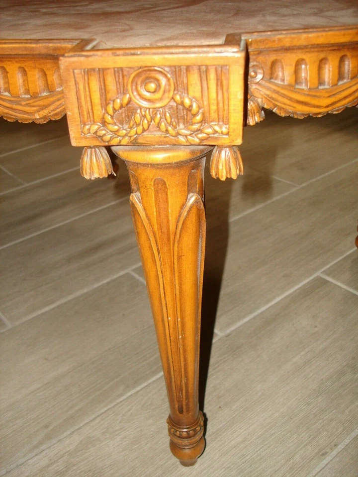 Mesa de centro americana vintage hecha a mano piel de cerdo cuero tallado a mano madera ¡COMO NUEVA!! Foto 2 de 4