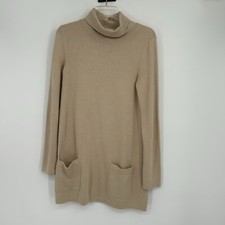 Talbots Tan Turtleneck Tunic Sweater with Pockets Size Small Business Casual