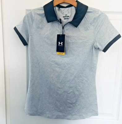 Under Armour Golf Polo Top Women's XSmall Gray Design $45 Retail New! UPF 30 XS