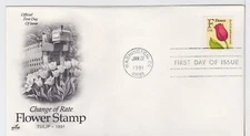 TurtlesTradingPost-  Flower / Tulip F Rate Stamps 1991 #2519 FDC-Artcraft Cachet