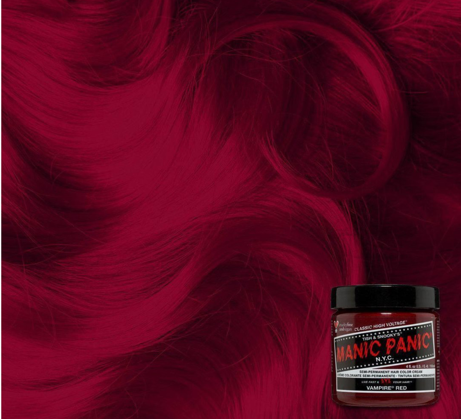 MANIC PANIC ALTO VOLTAJE CLÁSICO SEMIPERMANENTE VEGANO COLOR CABELLO CREMA 118 ml...