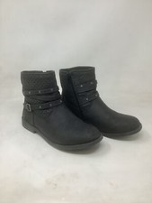 Blowfish Malibu Youth Girls Size 6 Black Boots Faux Leather Side Zipper VGUC