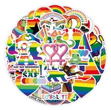 50pcs LGBTQ Pride Stickers, Safe Space Gay Lesbian Equal LOVE Flag Rainbow,131