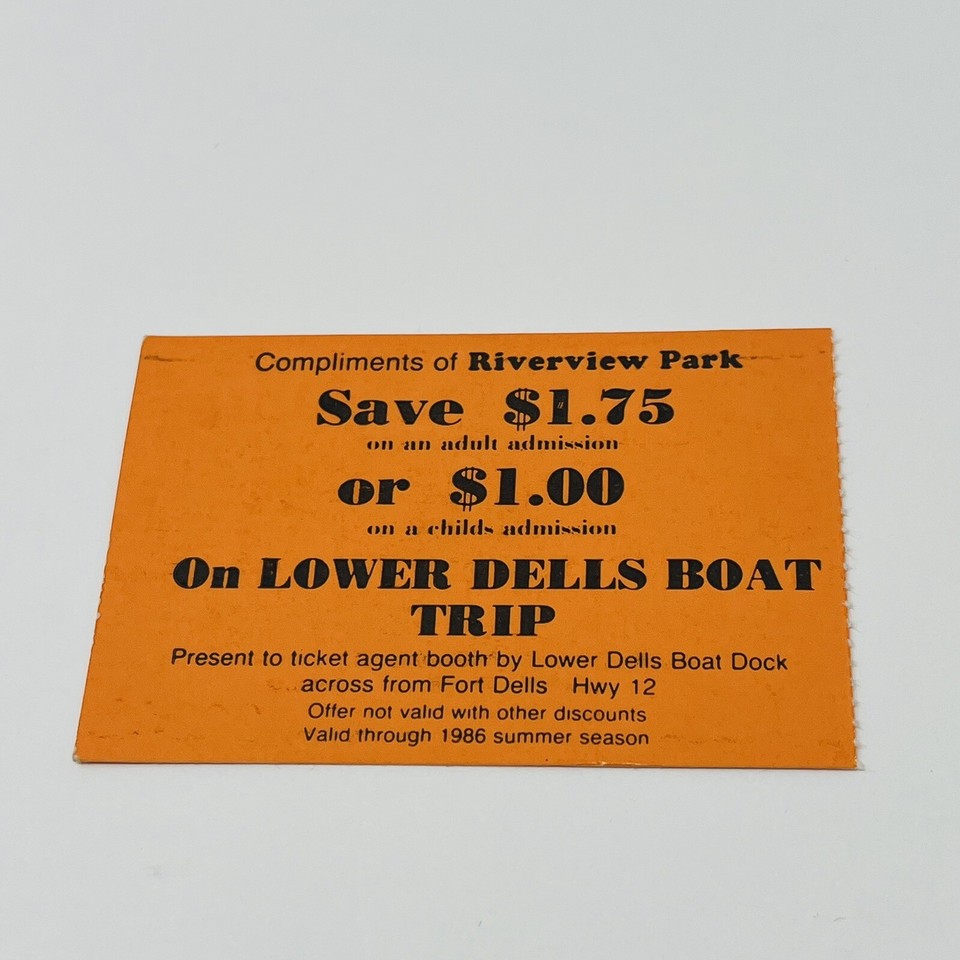 1986 Riverview Park Wisconsin Dells WI Coupon Ticket eBay