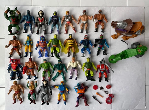 Vintage He-Man Masters of the Universe MOTU Figures Lot 28+ Accessories Weapons
