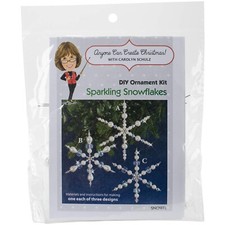 Solid Oak Sparkling Snowflakes Ornament Kit, Crystal/Pearl