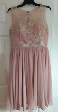 Azazie Victoria Party Cocktail Dress 14 Dusty Rose Lace Sleeveless Knee Length