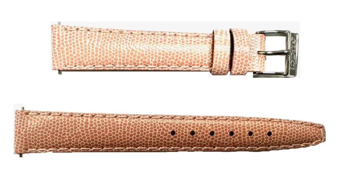 Gucci 14 MM Light Pink Genuine Lizard Leather Watch Band Silver Buckle New