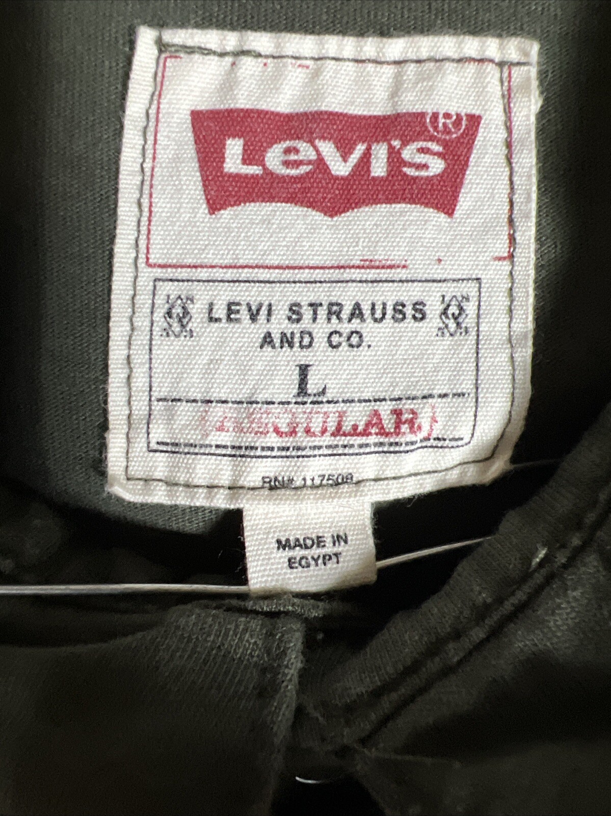 Levis Men's White Tab Dark Green Long Sleeve w/ Double Pockets Polo Shirt Size L thumbnail 9