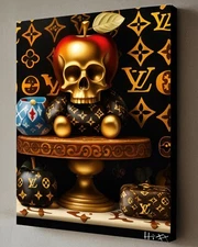 Louis Vuitton VANITAS Painting w/COA - Framed Canvas 40X30cm signed Hitt