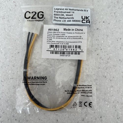 6in LP4 to P4 Auxiliary Power Cable Adapter - LP4 to 4 pin ATX - Picture 2 of 4