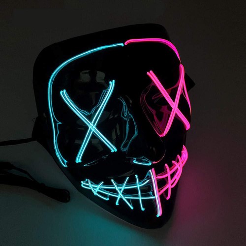 Máscara de purga LED brilla en la oscuridad ilumina disfraz de Halloween Scar... - Imagen 2 de 7