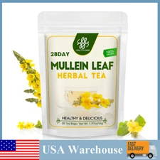 Mullein Leaf Herbal Tea Bags Lung Breathing Cough Relieve Tea 28 Day Healthy US