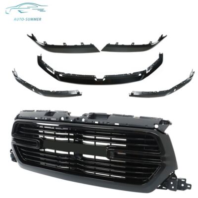 For 2019 2020 2021 2022 Ram 1500  Front Upper Grill & Grille Molding Trim Set