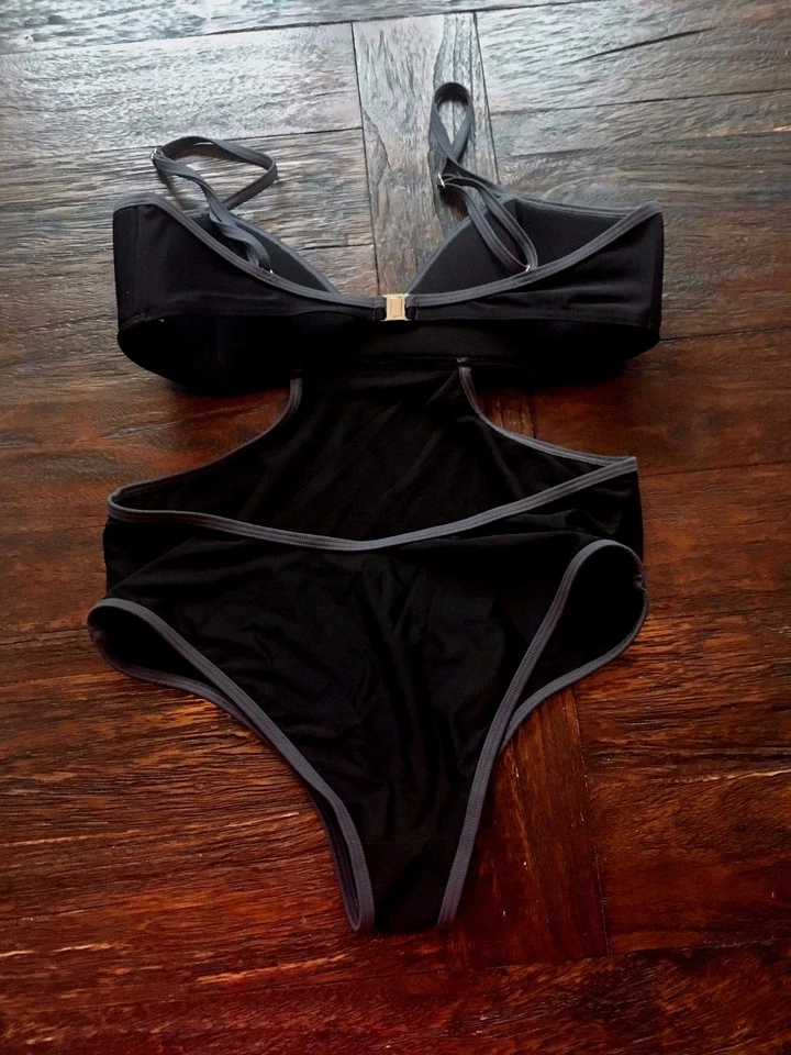 South Beach Monokini Black Cami Bralette Swimsuit SZ UK 14 US 10 NEW! SOLD OUT! - Image 3 of 3