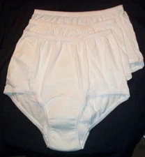 3 Pair Size Large / 8 White 50/50 Poly/Cotton Wearever Incontinence Panties USA
