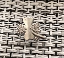 Tiny Shamrock PIERCED EARRINGS 4 LEAF CLOVER STUDS SILVERTONE RS FASHION Jewelry