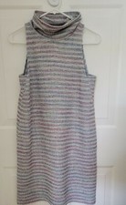 Anthropologie Akemi & Kin Mock Neck Stripe Sleeveless Shift Dress Retro Size XS