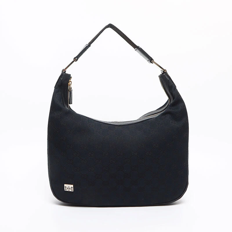 Sac bandoulière GUCCI GG toile une ceinture 145757 noir WS13394