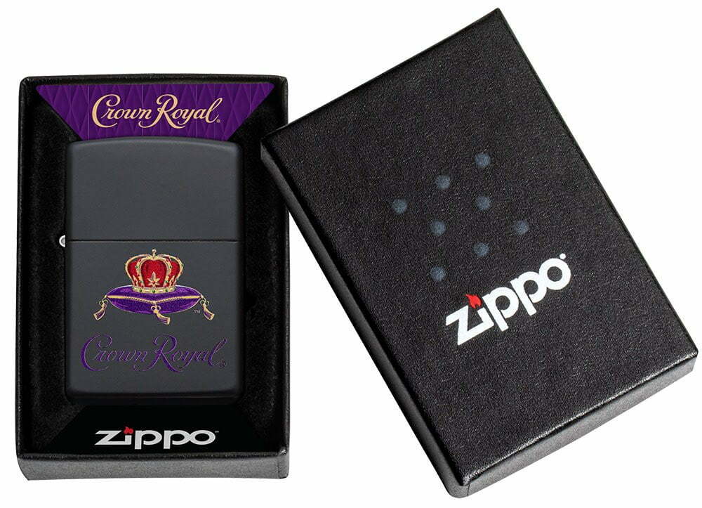 Zippo Windproof Crown Royal Whiskey Lighter, Black Matte, 49754