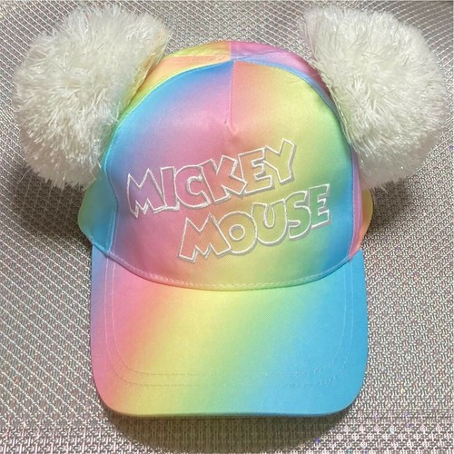 Tokyo Disney Resort Mickey Mouse Ponpon Cap Rainbow Japan Used Excellent - Picture 2 of 5