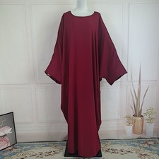 Batwing Sleeve Loose Abaya Kaftan Long Dress Muslim Women Ramadan Arab Gown Prom