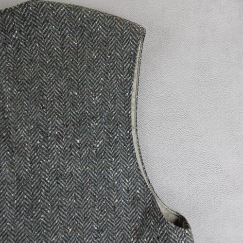 Triona Design Vest Womens L Gray Ireland Wool Herringbone Tweed Button Front - Picture 17 of 20