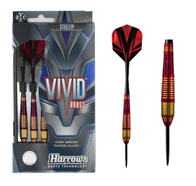 Dart Harrows Vivid Brass - Rot - Red Steeldart 22g oder 24g