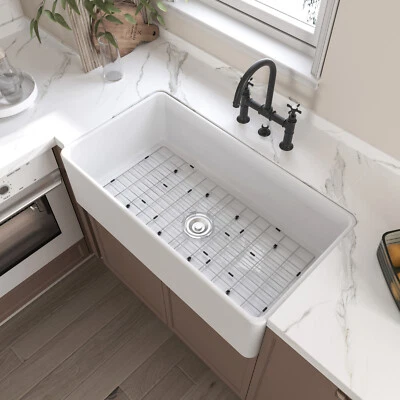 HOROW Undermount Kitchen Sink Ceramic White Farmhouse Apron Sink Large 24 30 33 36inch