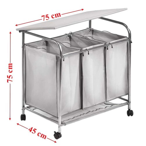Wäschewagen Rollen Bügeltisch Wäschesammler Bügelbrett Wäschebox Wäschekorb - Bild 2 von 3