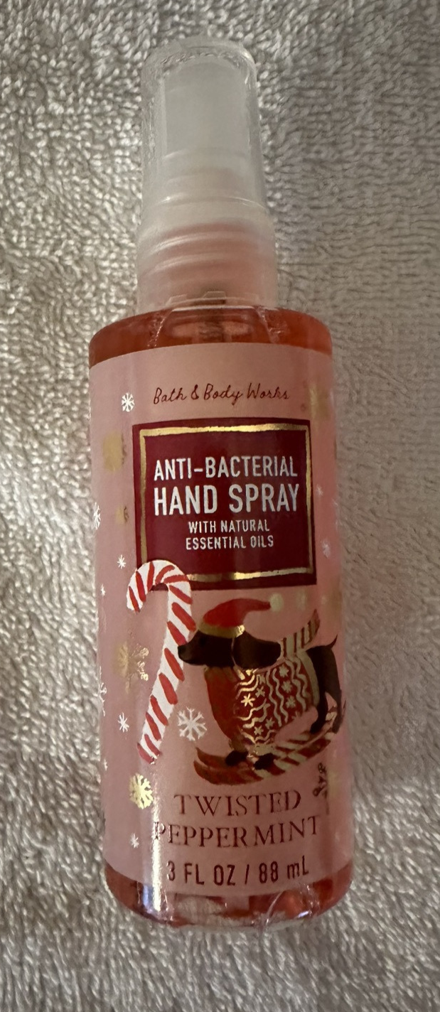 Bath & Body Works NEW 3 fl oz TWISTED PEPPERMINT Anti-Bacterial Hand Spray