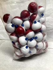 1.75" inch 44mm - Red & White - ROUND Fishing Bobbers Floats - USA MADE - 50/bag